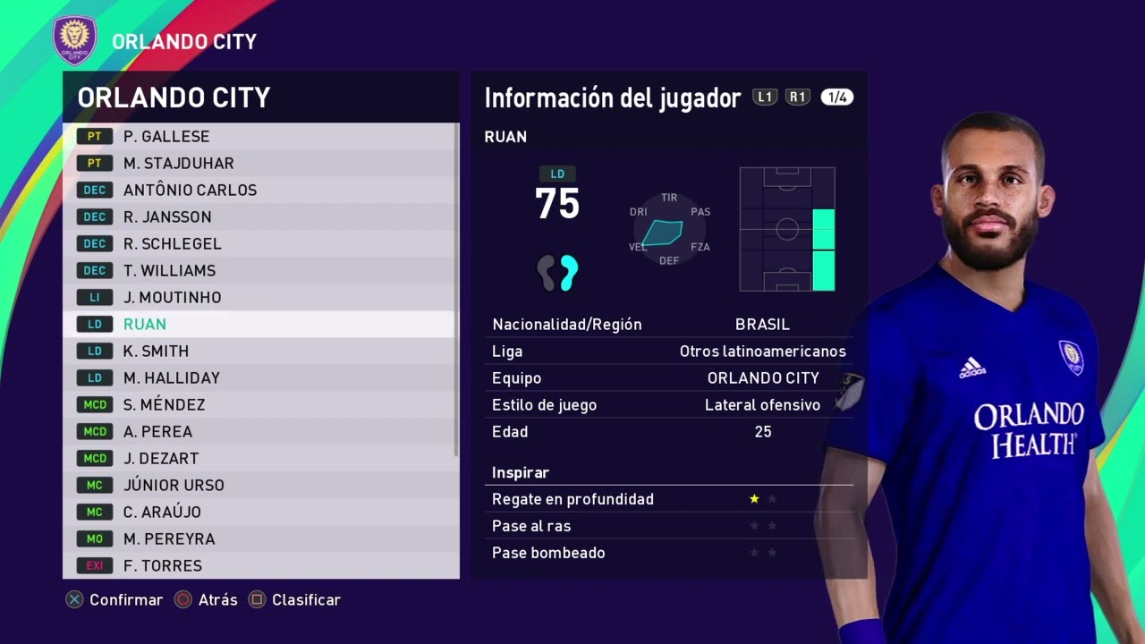 eFootball PES 2021 ORLANDO CITY MLS Rostros Reales PS4 actualizado a 2022