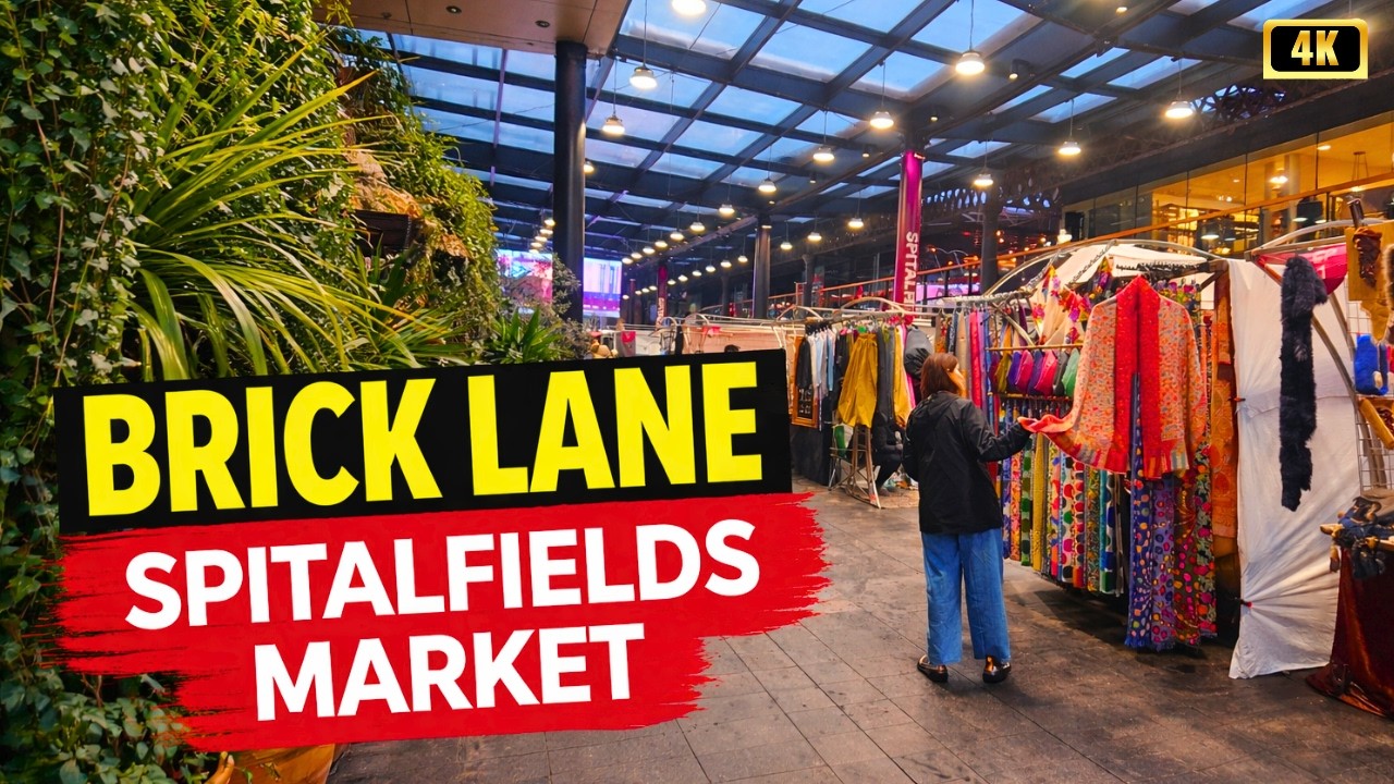 Bricklane & Spitalfield Market London Walking Tour 🇬🇧 Street Food Spot in East London | 4K