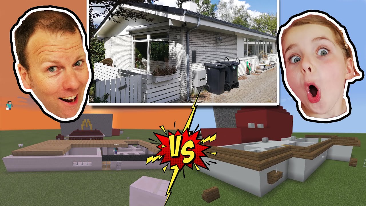 MINECRAFT.. Hvem bygger den bedste kopi af VORES HUS 🤩 Dansk Minecraft