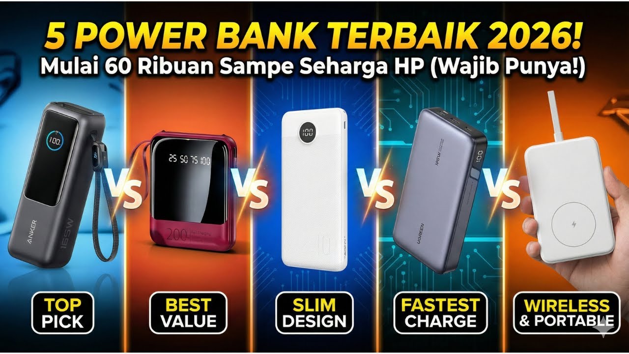 5 POWER BANK TERBAIK 2026! Mulai 60 Ribuan Sampe Seharga HP (Wajib Punya!)