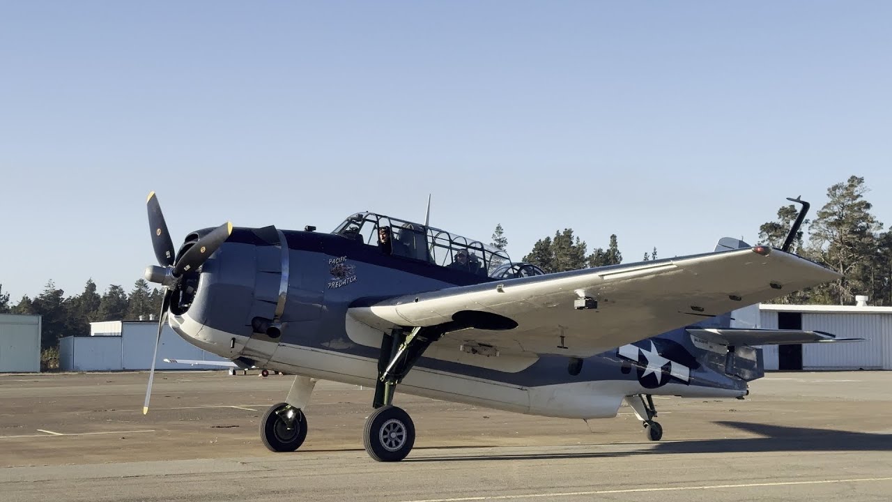 TBM Avenger Start Up and Take Off at Little River Airport