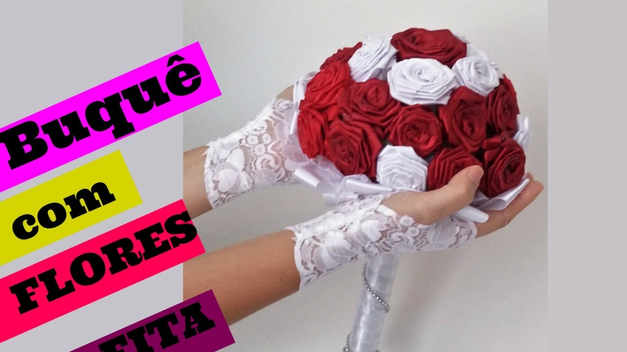 DIY: BUQUÊ DE NOIVA  com FLOR DE CETIM / HOW TO MAKE YOUR OWN BRIDAL BOUQUET