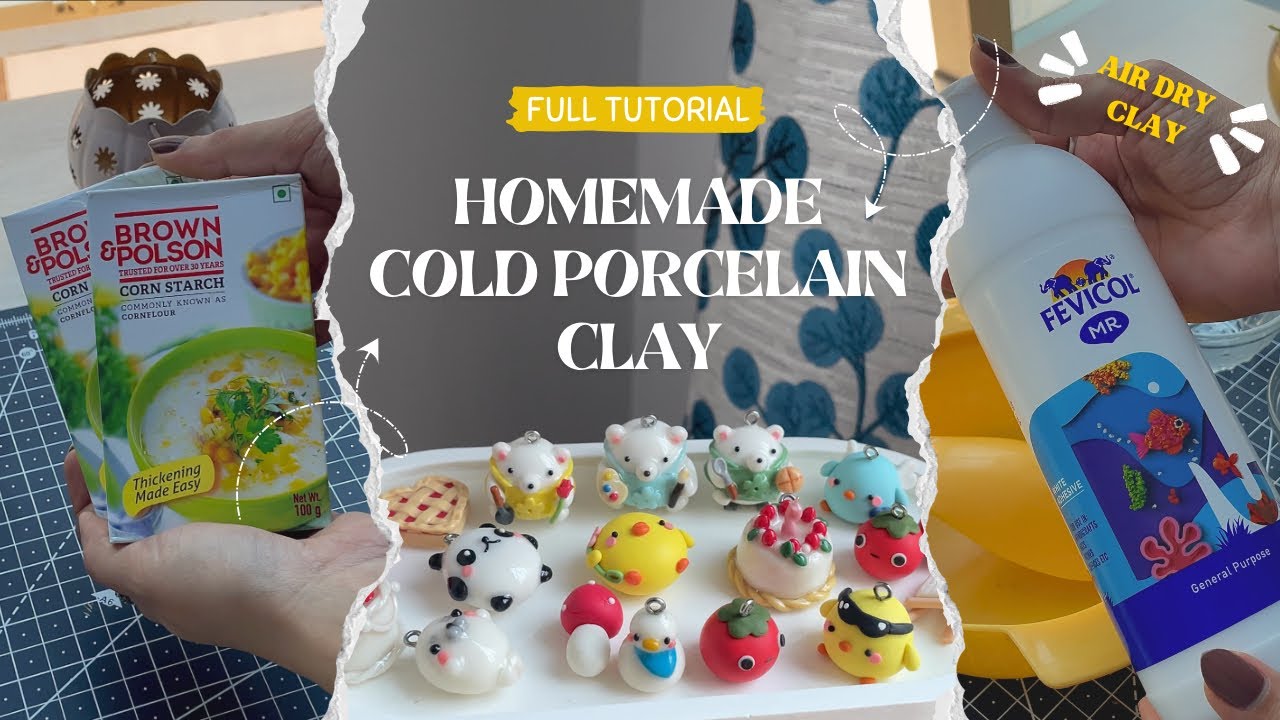 How to Make Cold Porcelain Clay at Home | Microwave Method | No Gas Stove #clay #claycharms #diy 