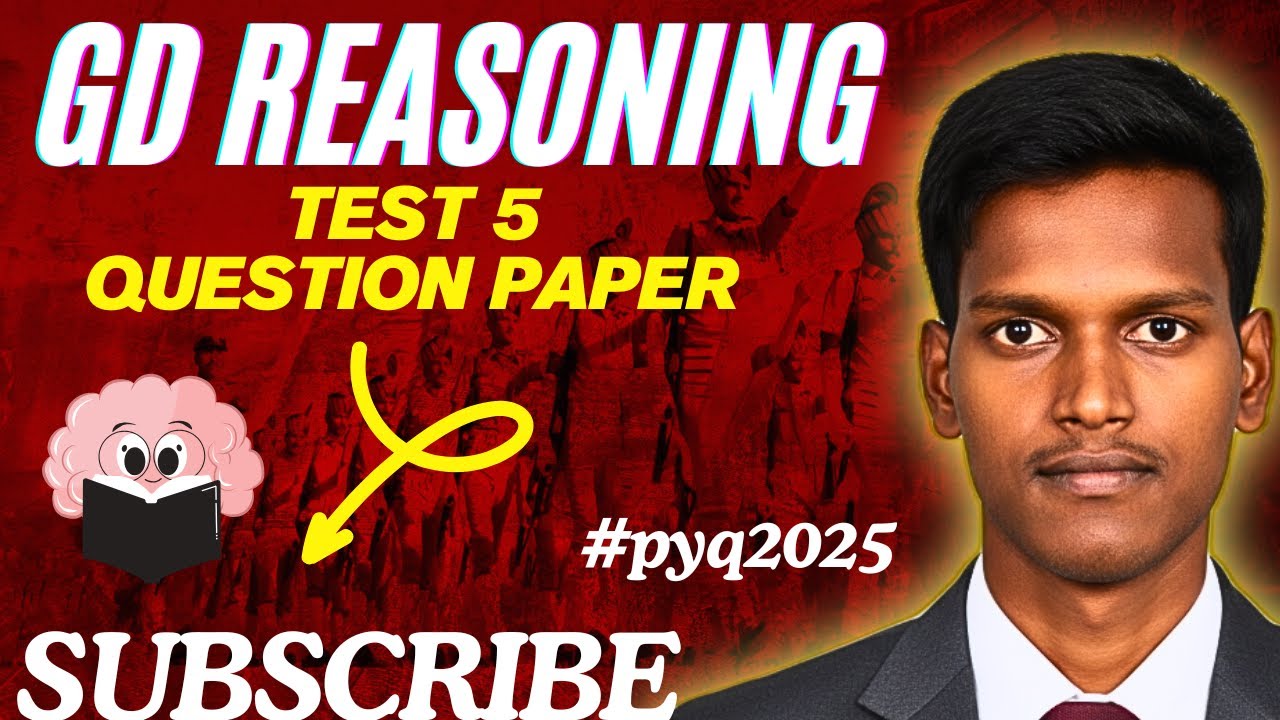 GD REASONING 2026 TEST 5 QUESTION PAPER #mrreasoning #logicalreasoning #reasoningquiz #sscgd2026