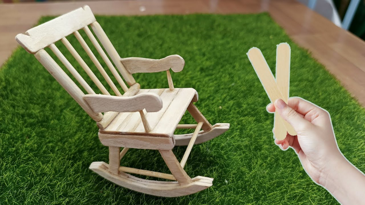 DIY Miniature Rocking Chair.  Popsicle stick crafts