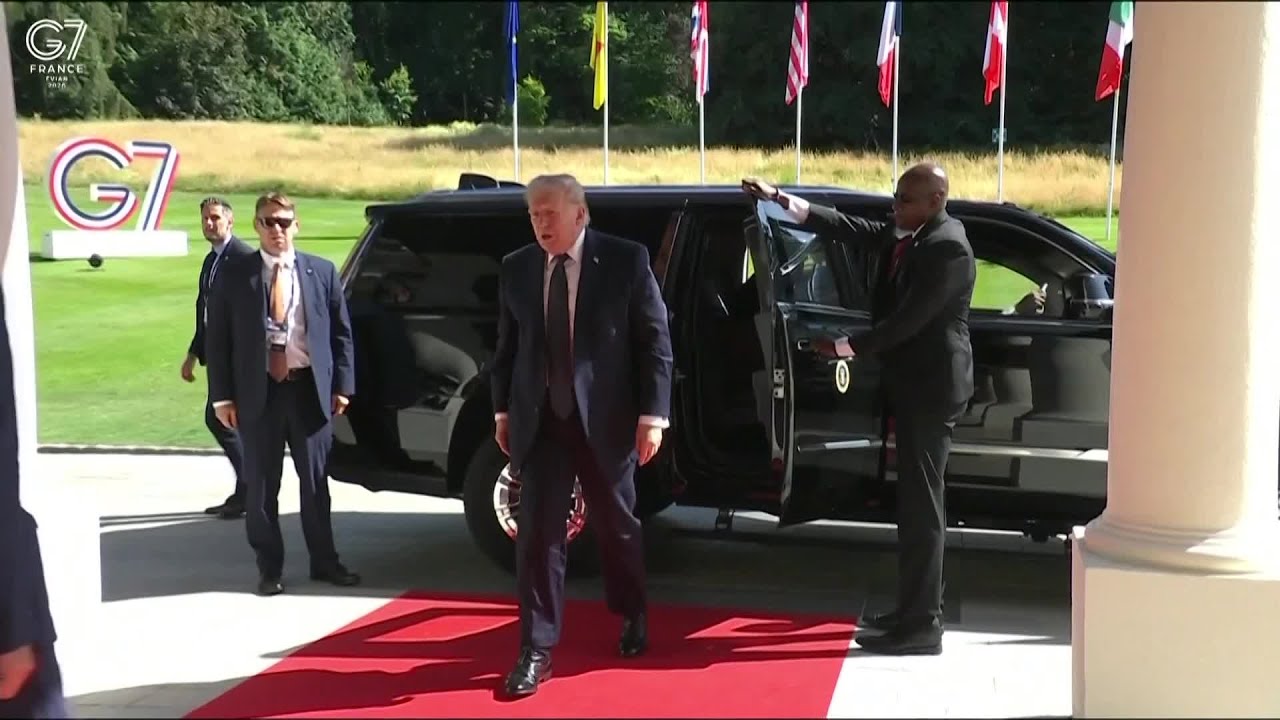 Trump Arrives at the G7 Summit in Evian, France