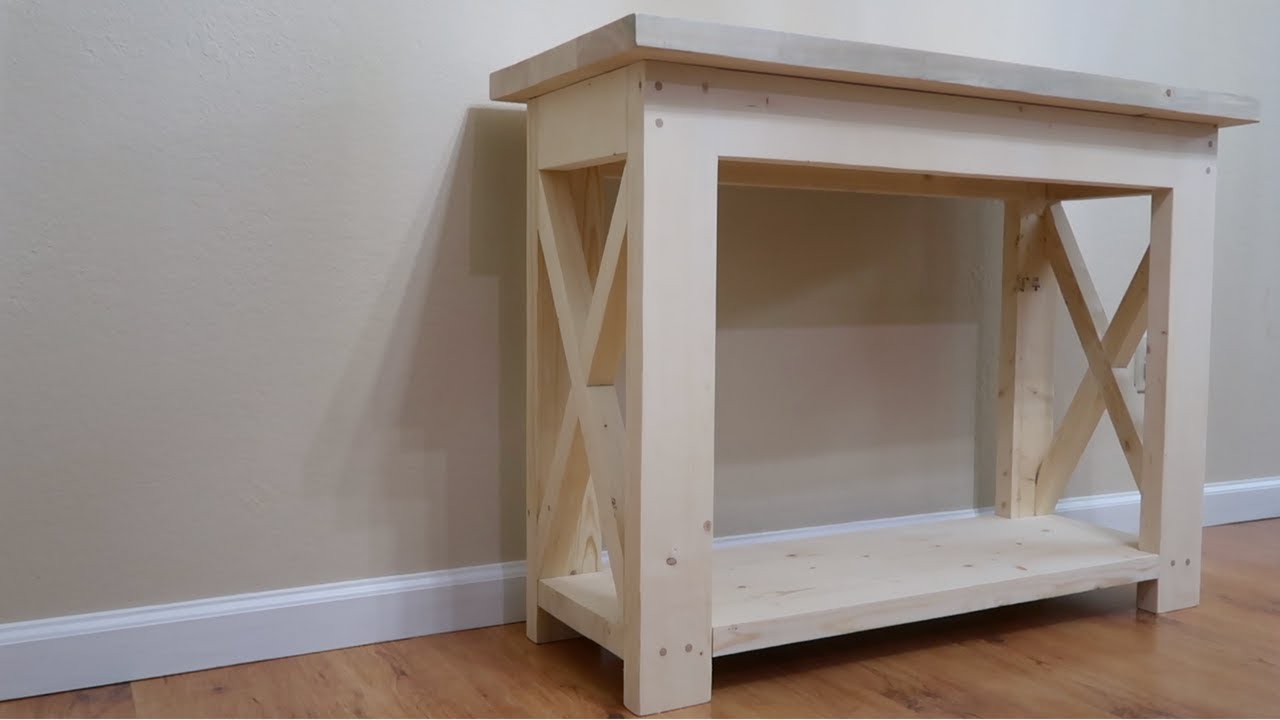 Farmhouse Entry Table w/ Cross Supports using Half-Lap Joints