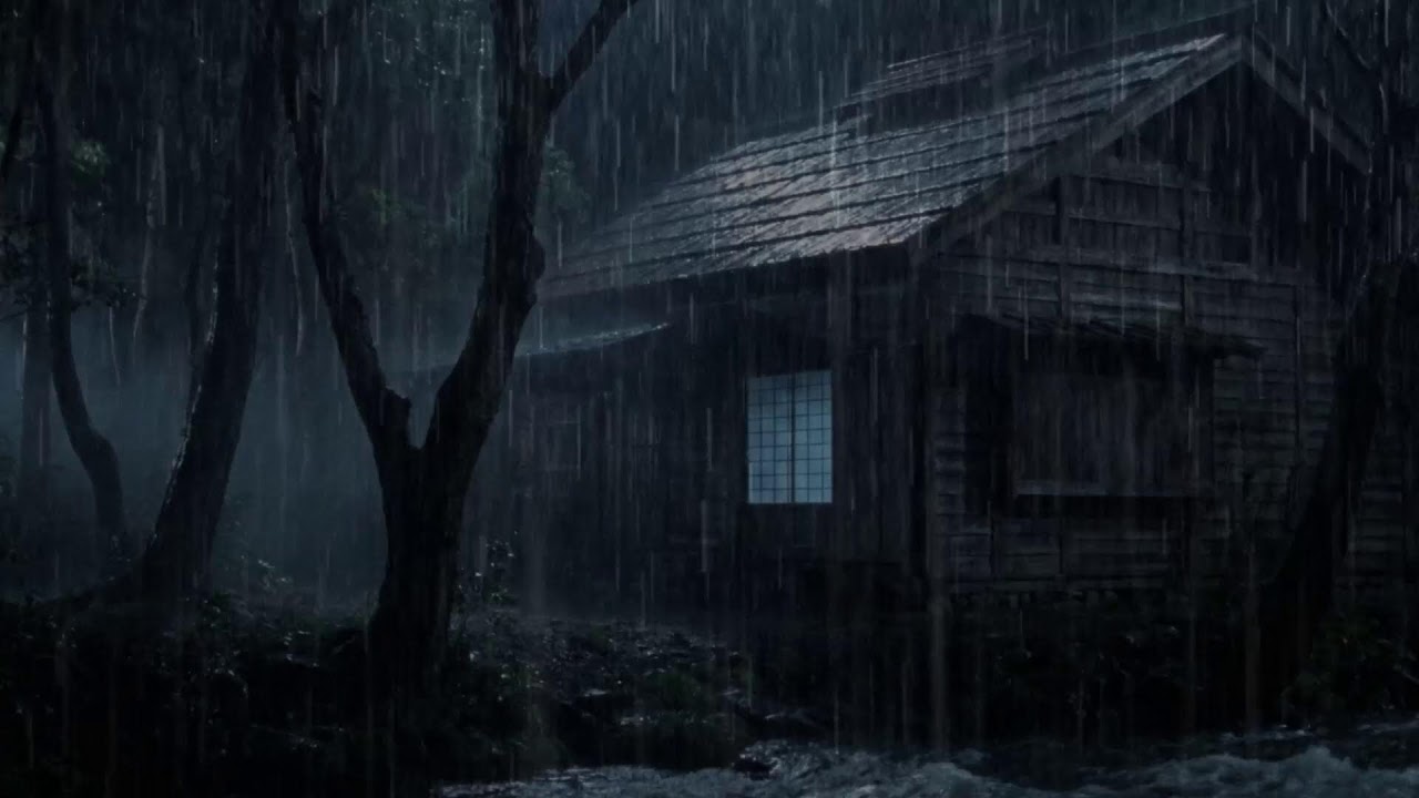 Глубокий сон ASMR 🌧️ Сильный ночной дождь в традиционном доме в лесу