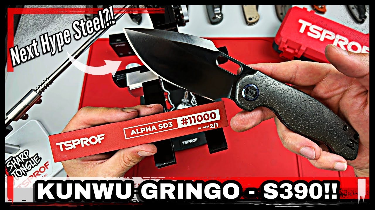 Sharpening S390 Steel 🔥 The Rarest Production Knife Steel on the Kunwu Gringo 💀 @TSPROF International