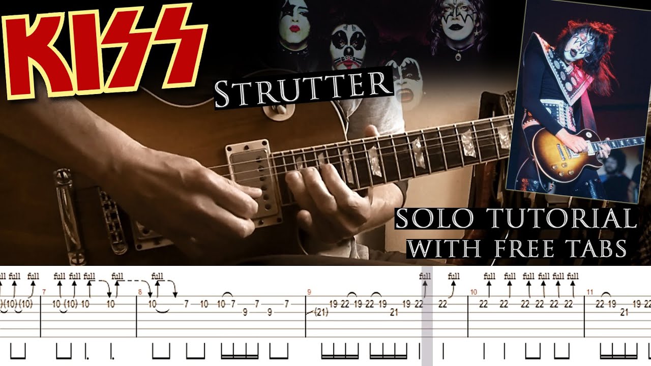 Kiss - Strutter guitar solos lesson (with tablatures and backing tracks)