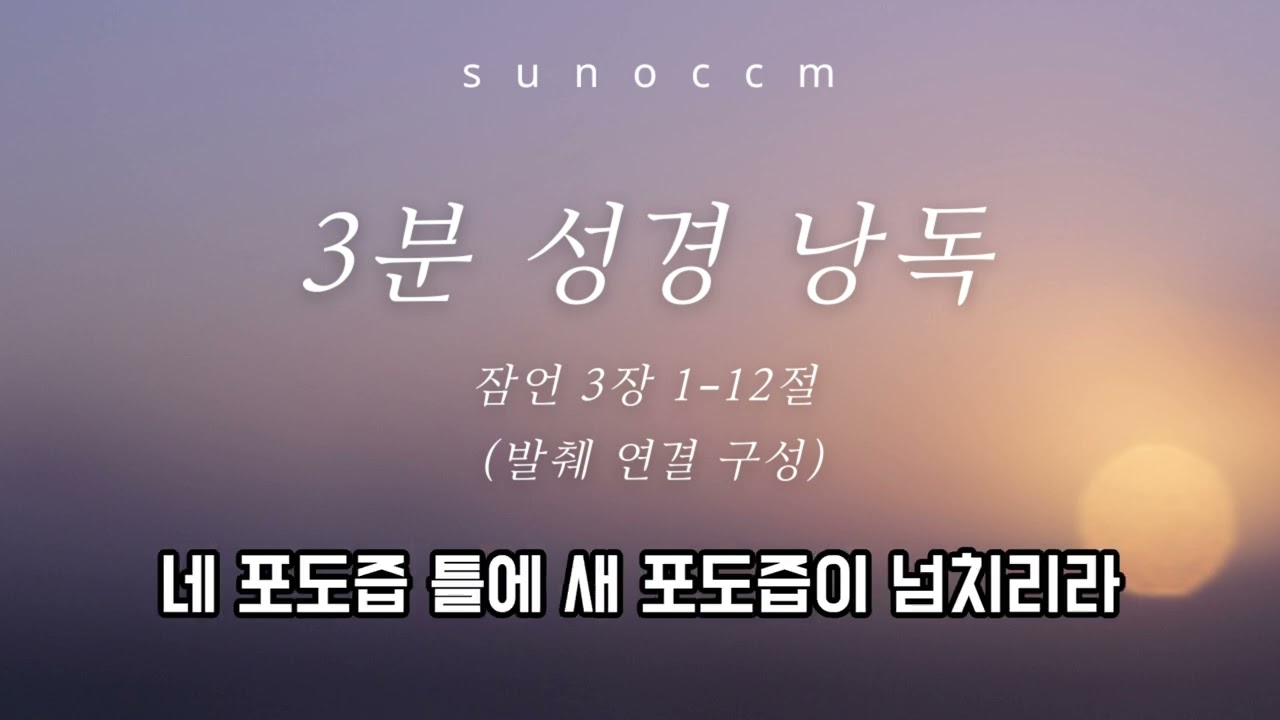 3분 성경 낭독 | 잠언 3장 1–12절 | 지혜를 구하는 아침 말씀