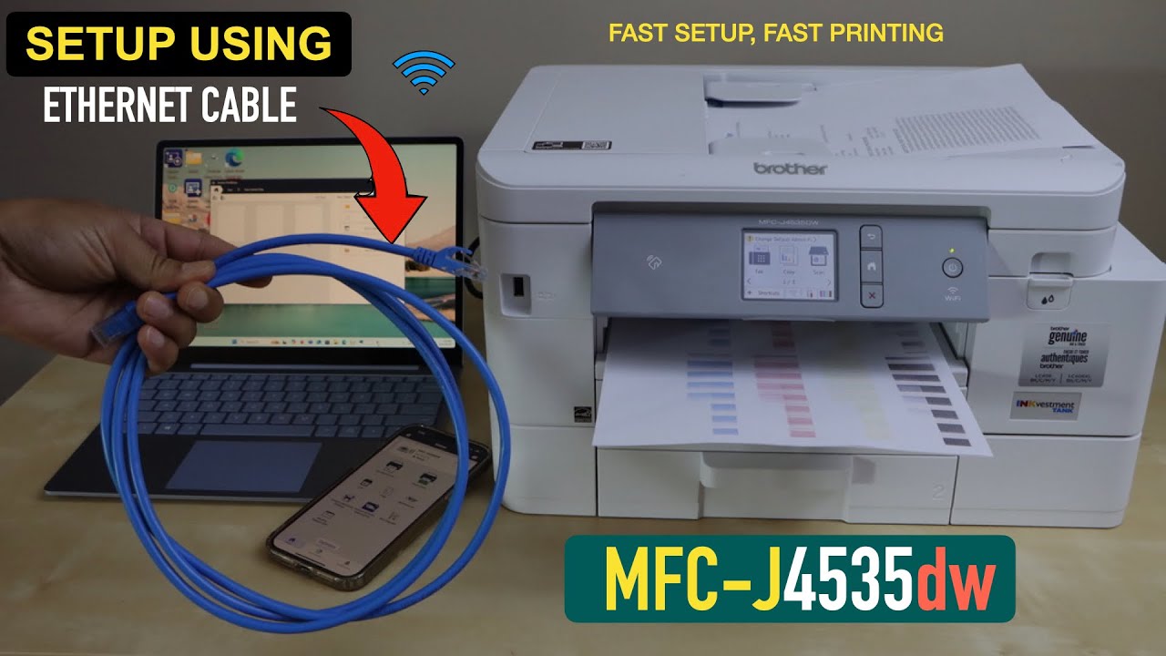 Настройка кабеля Ethernet для Brother MFC-J4535dw — прямое подключение к маршрутизатору — быстрая...
