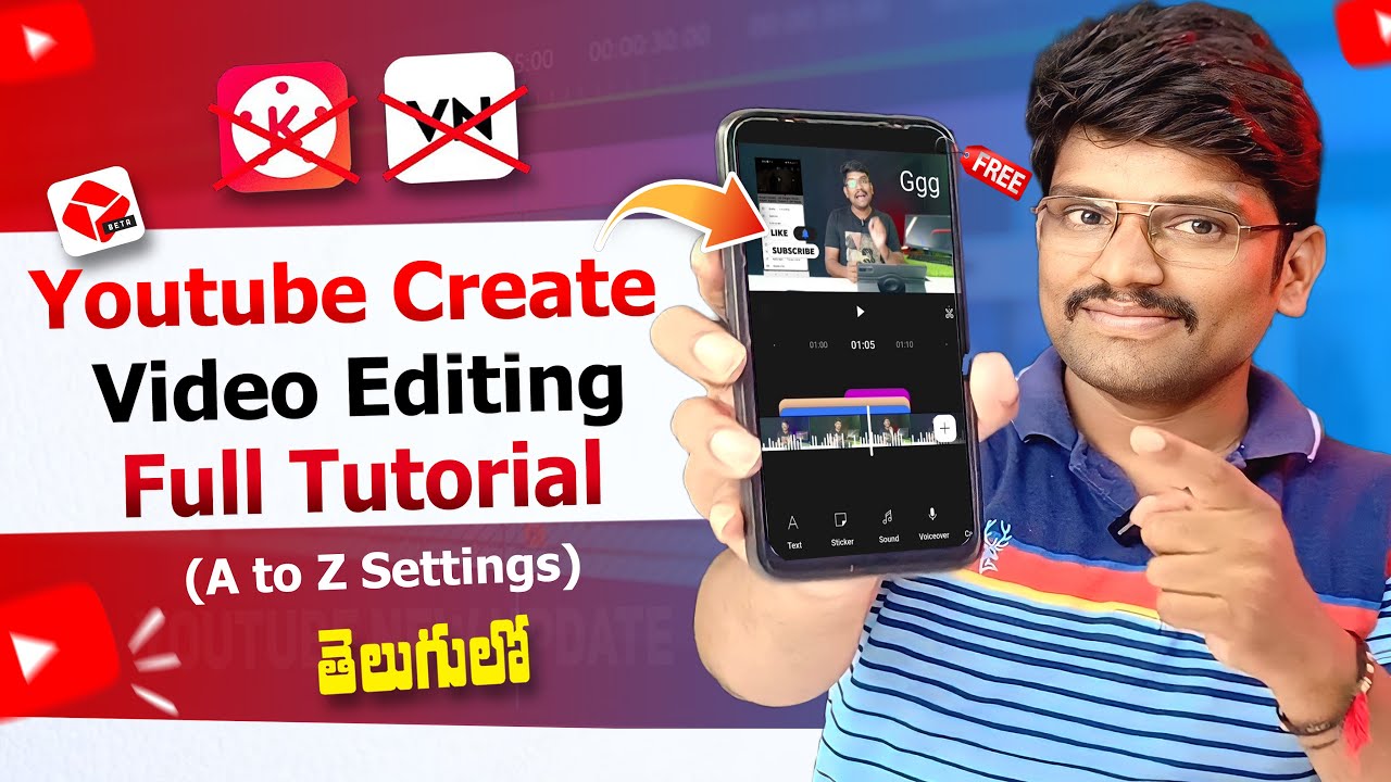 Youtube Create App Full Tutorial in Telugu | Youtube Create Video Editing in Mobile Telugu