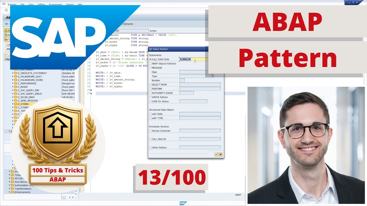 Предварительно определенный шаблон кода ABAP для распространенных и сложных операторов | Совет по...