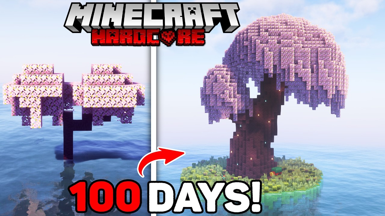 I Survived 100 Days on a Single CHERRY in Minecraft Hardcore