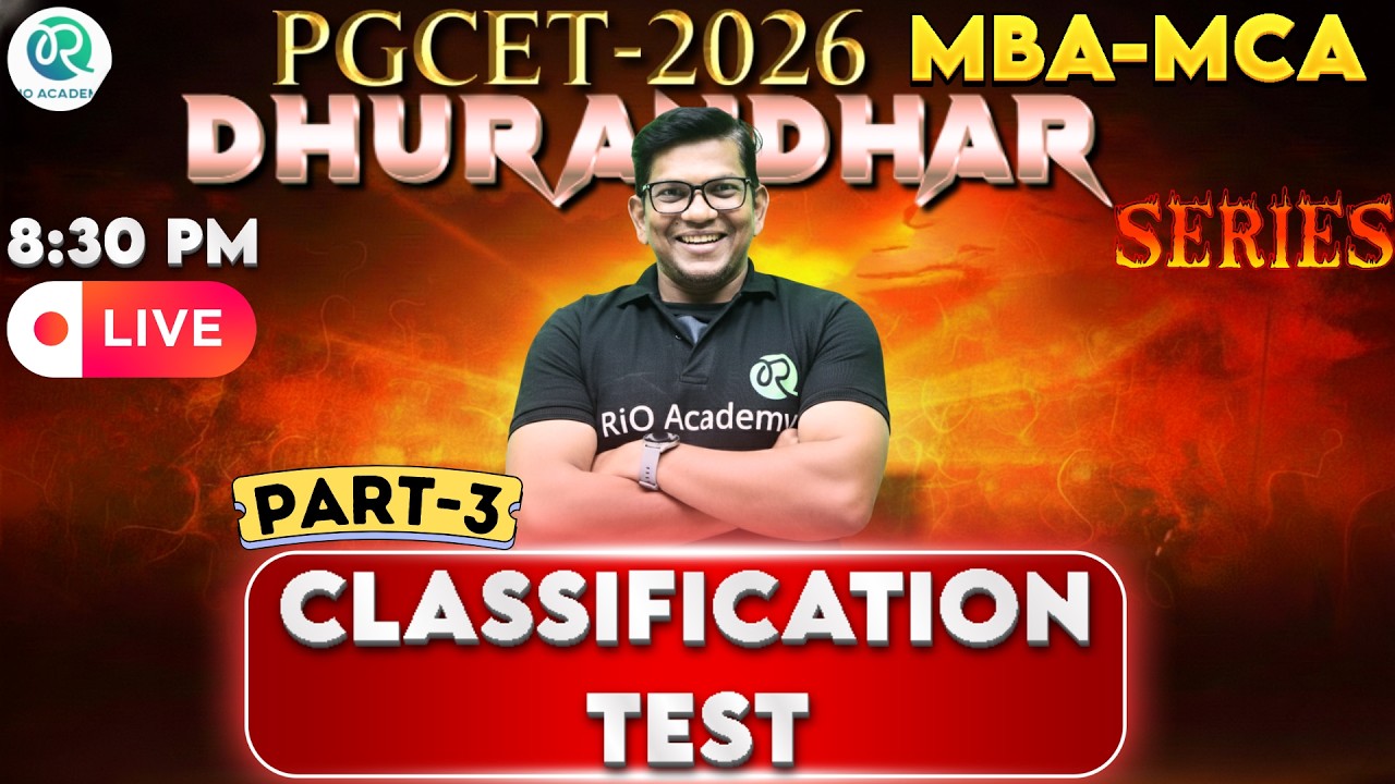 PGCET - MBA  MCA 2026 |  REASONING | CLASSIFICATION TEST part-3  #pgcetexam2026
