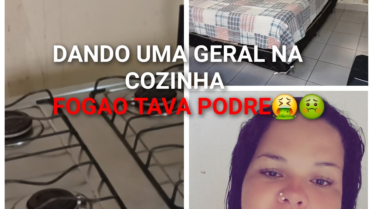 Limpei a cozinha Fogão tava podre de sujo.