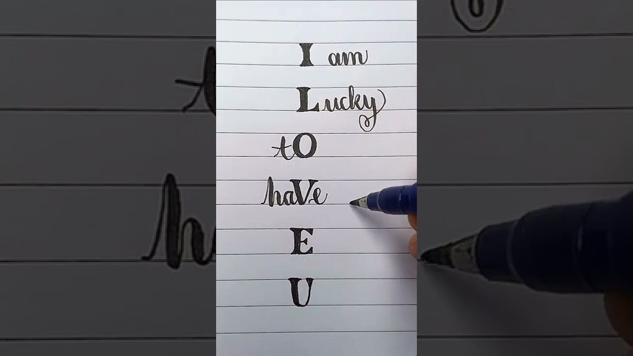 'I LOVE U' calligraphy writing.