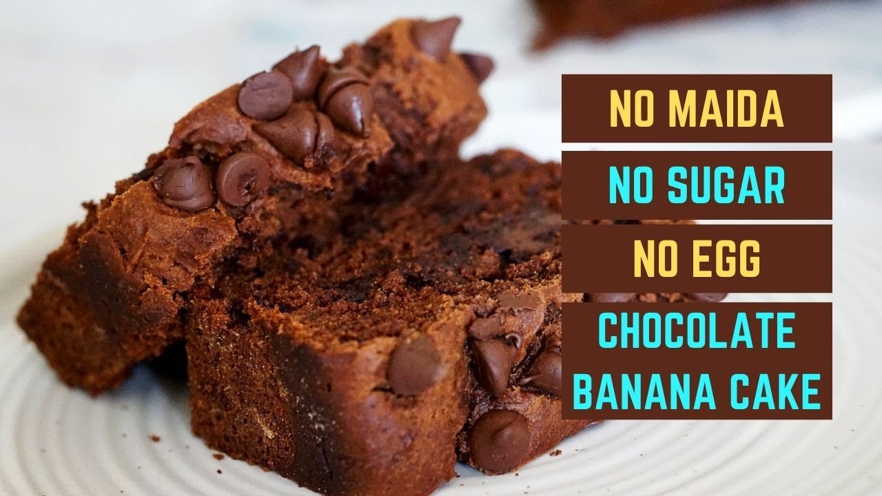 Eggless chocolate banana cake | Healthy chocolate banana bread recipe no egg no maida no sugar
