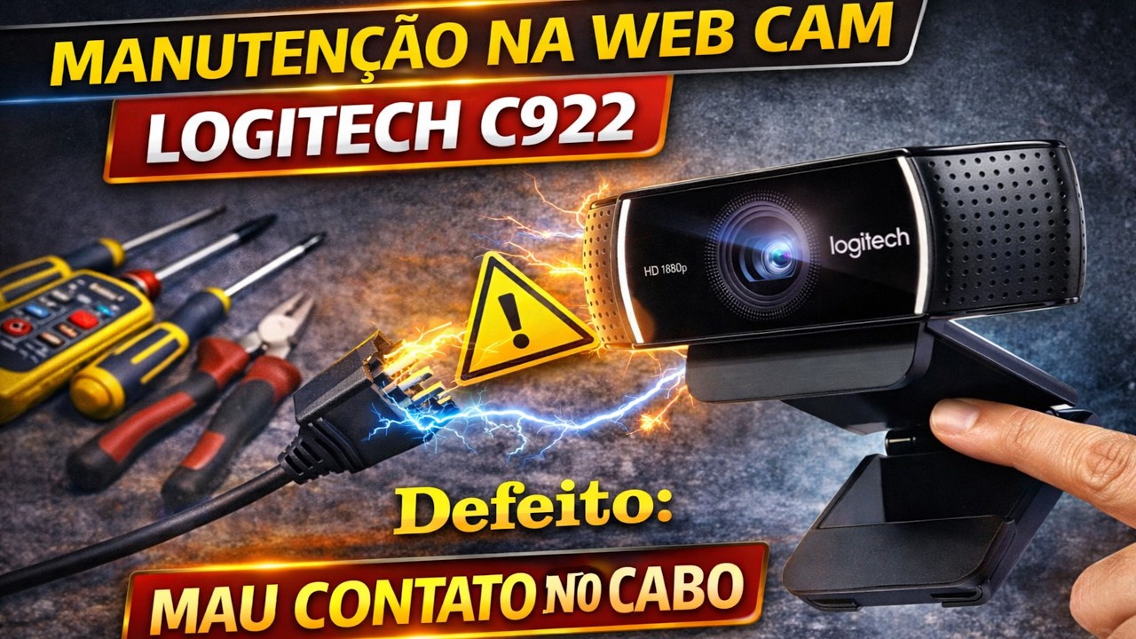 Manutenção Webcam Logitech C922. Troca de Cabo com Defeito Passo a Passo