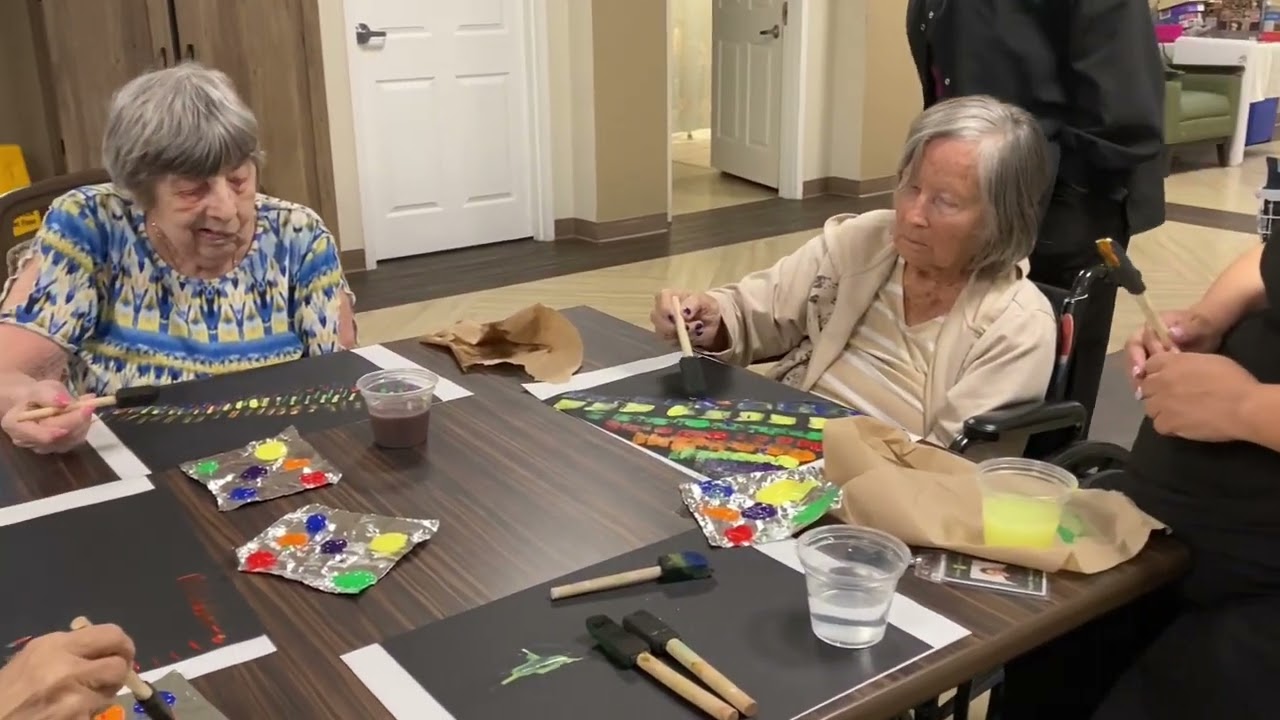 Painting “Over the Rainbow” 🎨 | Transitional Memory Care at Chateau Madeleine, Melbourne FL