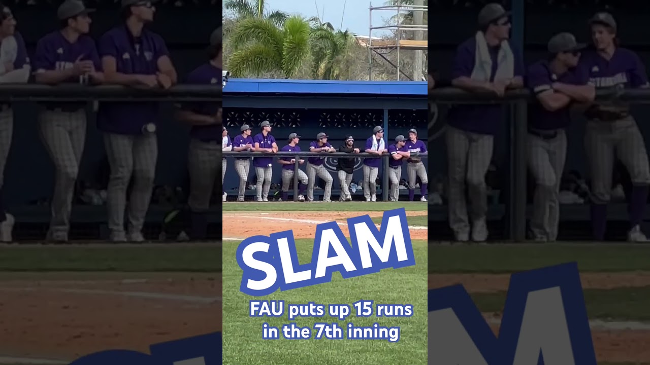 Spencer Rich blasts a grand slam to cap off the scoring during FAUs 15 run 7th inning  