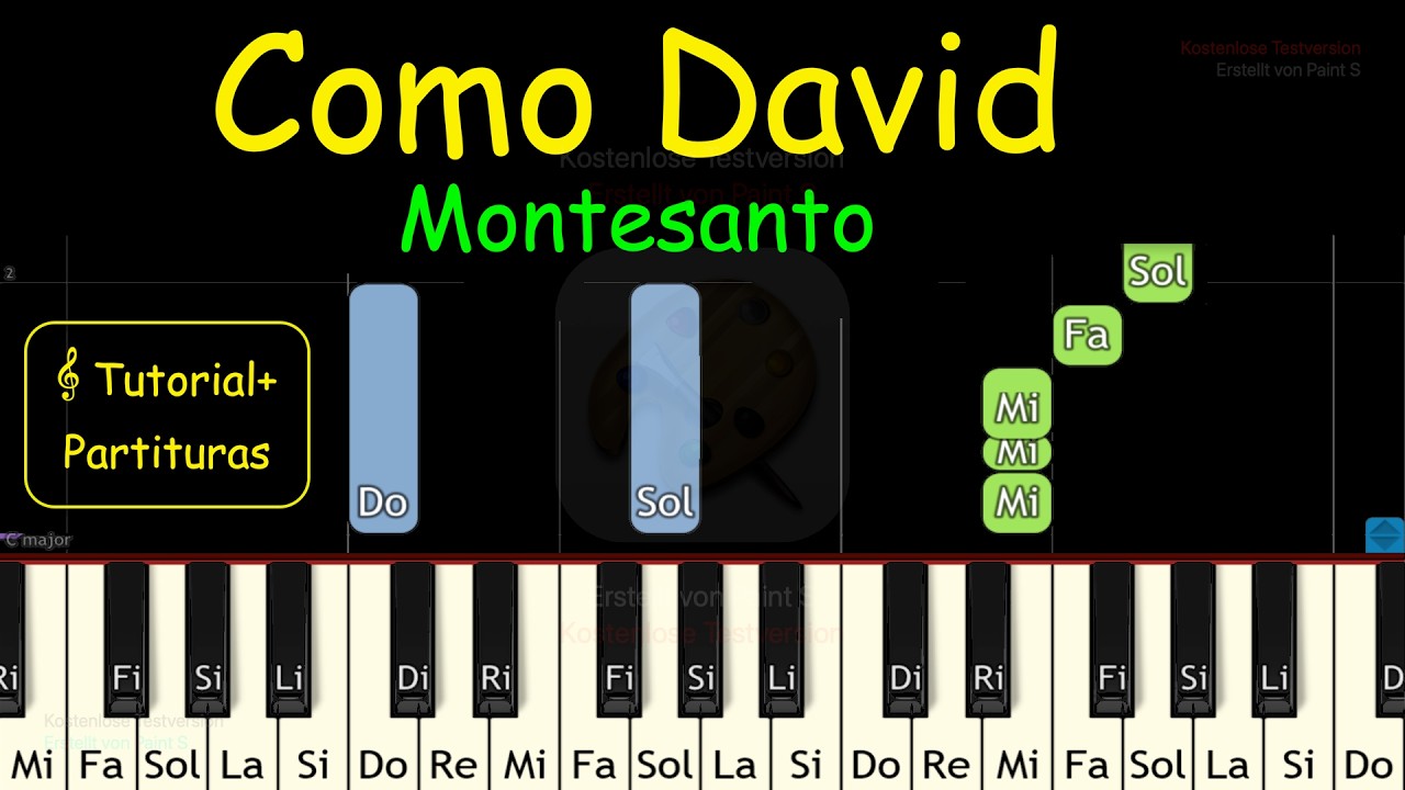 COMO DAVID Montesanto Piano Tutorial Facil Partitura Acordes Pista