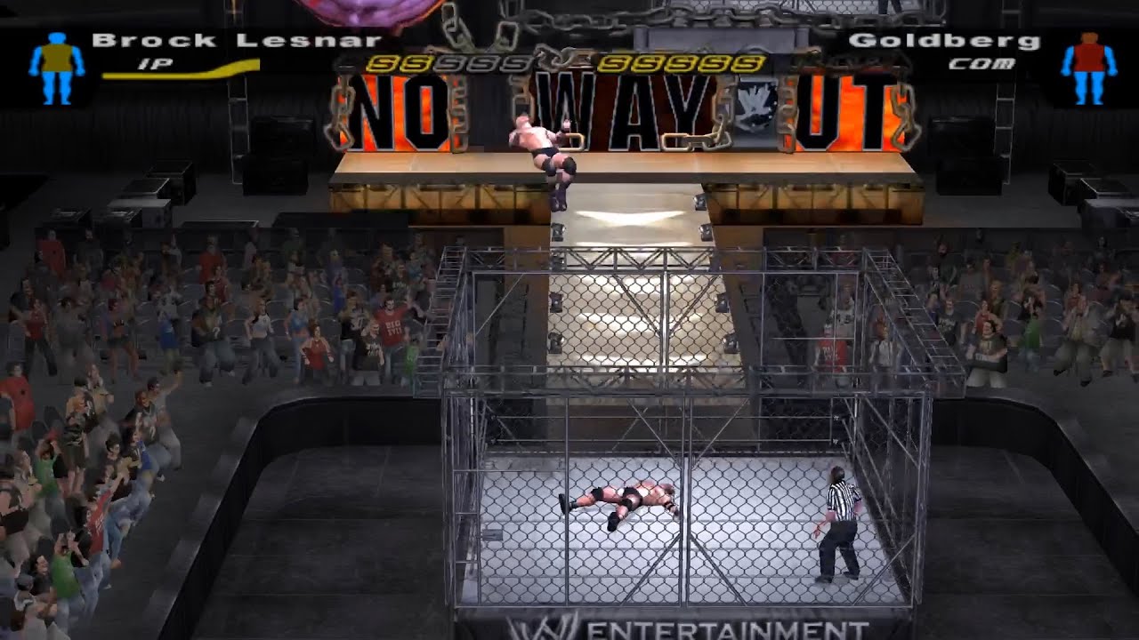 WWE SmackDown! Here Comes the Pain Brock Lesnar vs Goldberg Cage in No Way Out Full Match