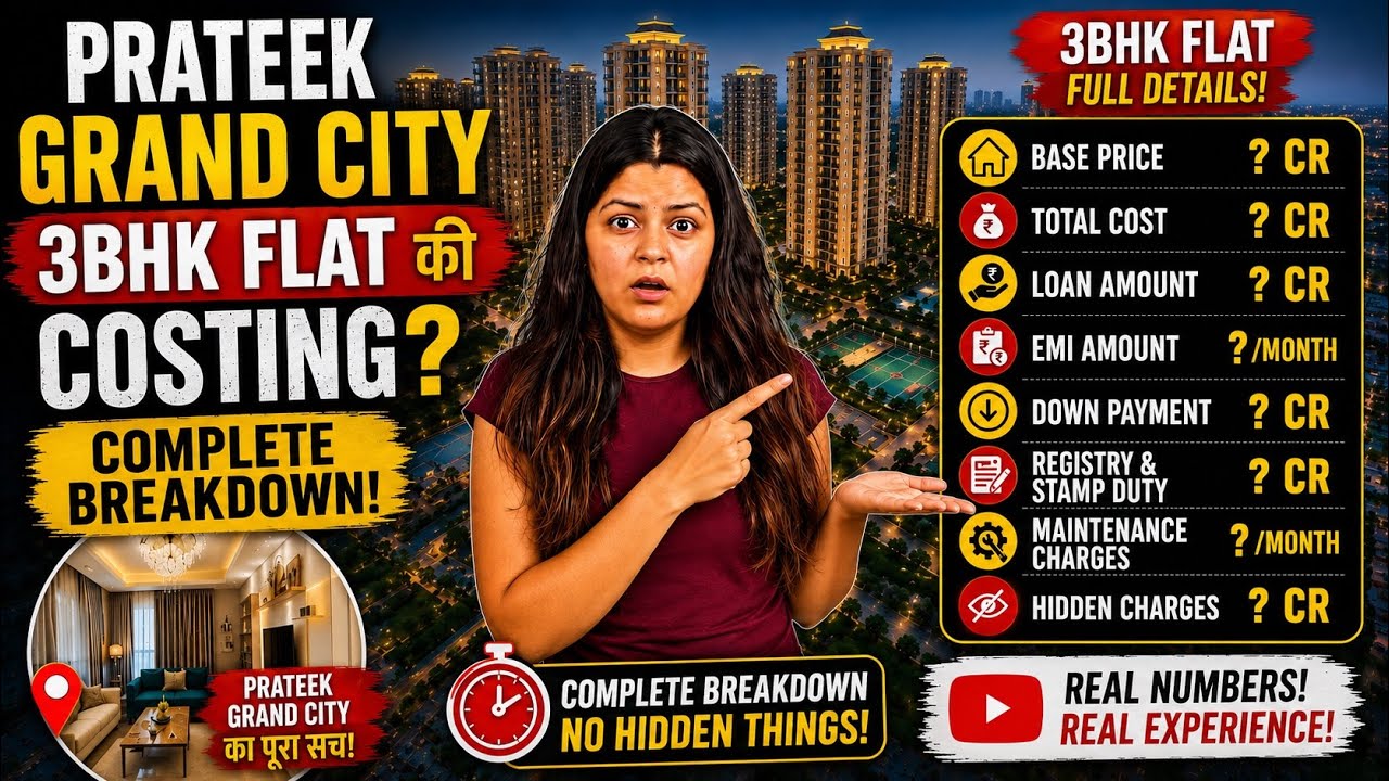 🔥Prateek Grand City 3BHK Full Cost Reveal🤯| Loan, EMI, Registry, Hidden Charges Explained