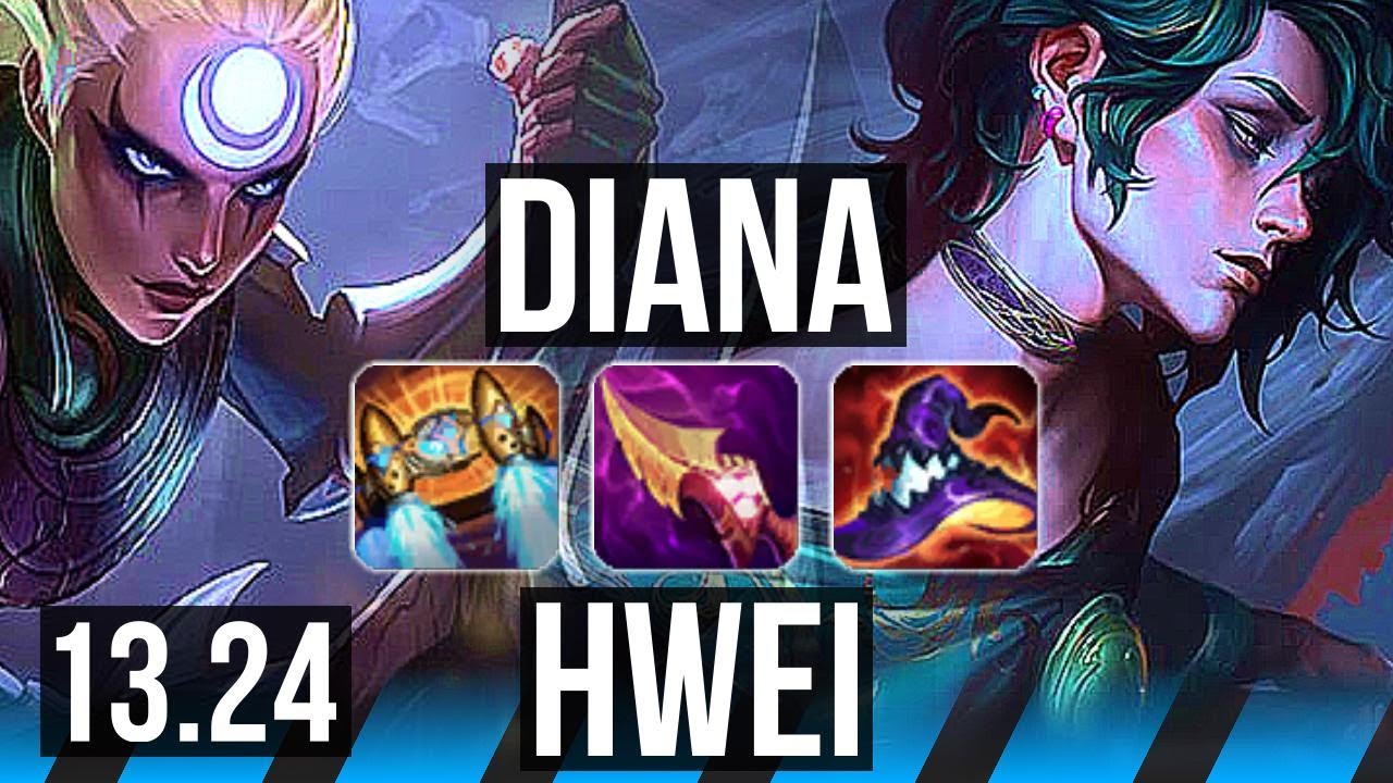 DIANA vs HWEI (MID) | 7 solo kills, 10/5/20, 300+ games | BR Master | 13.24