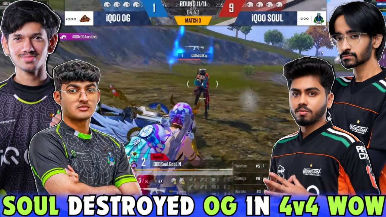 iQOOSouL Destroyed OG in 4v4 WOW Mode ✅ SOUL Goblin Nakul Joker Legit Destruction 🔥 Team SouL 🚀