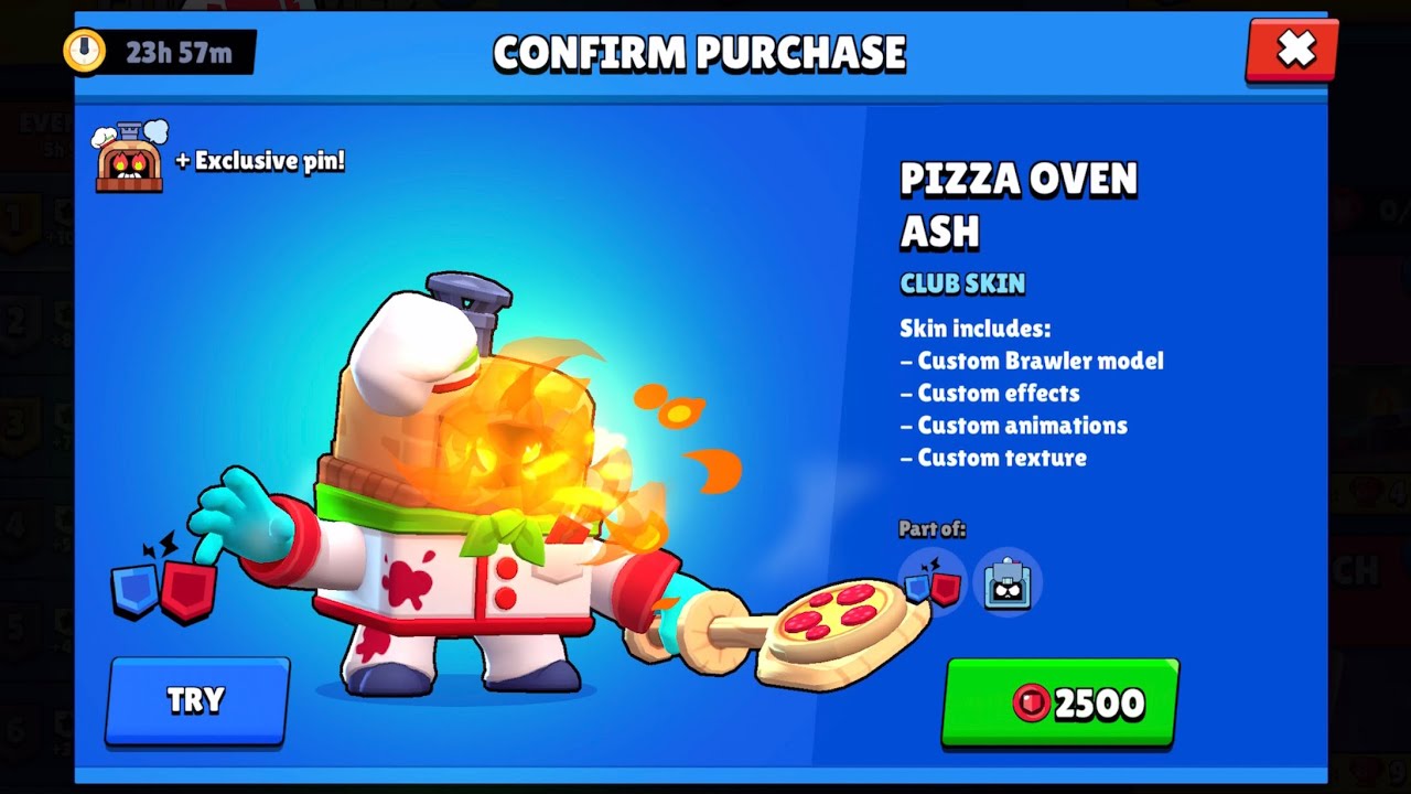 Brawl Stars PIZZA OVEN ASH Club league Skin Gameplay