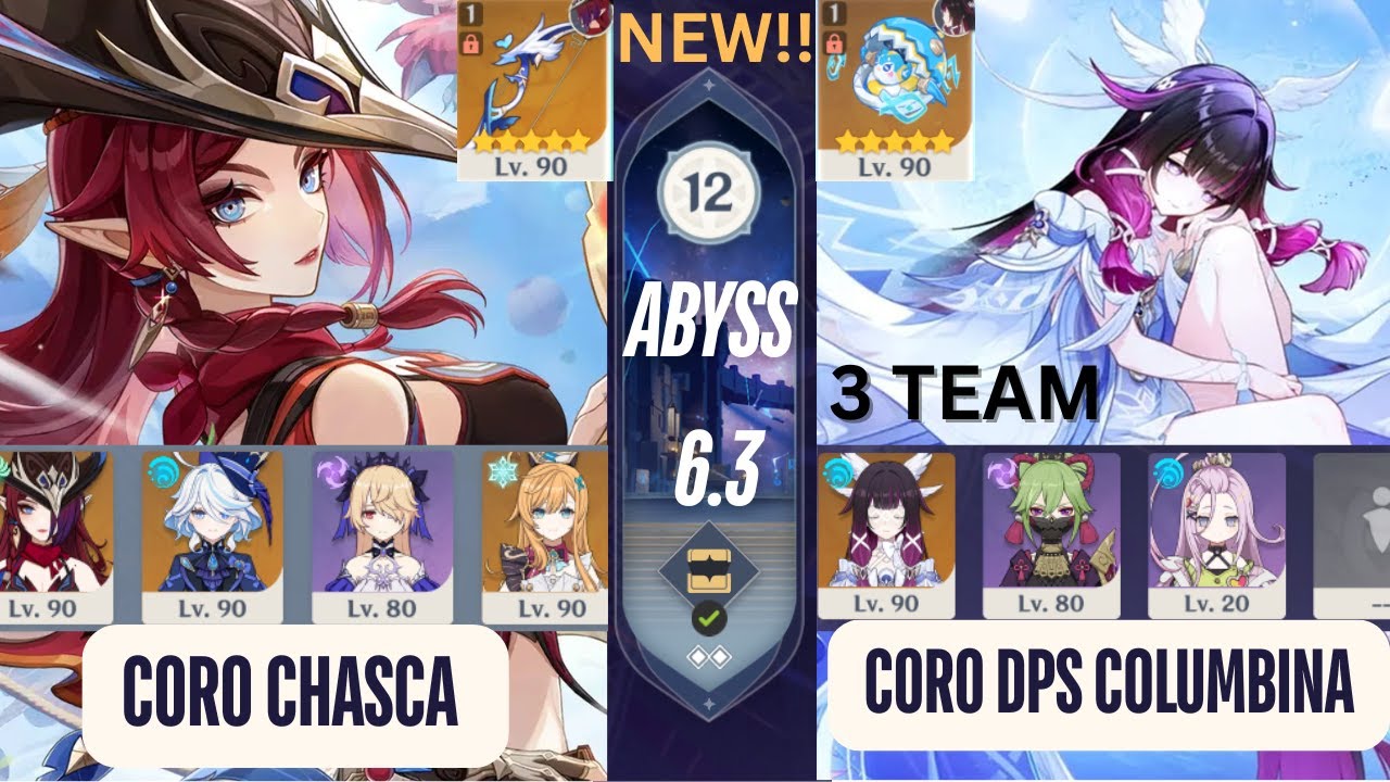 NEW Spiral Abyss 6.3 Floor 12 (9 Stars) C0 Chasca & C0 3 TEAM DPS columbina - Genshin Impact 6.3