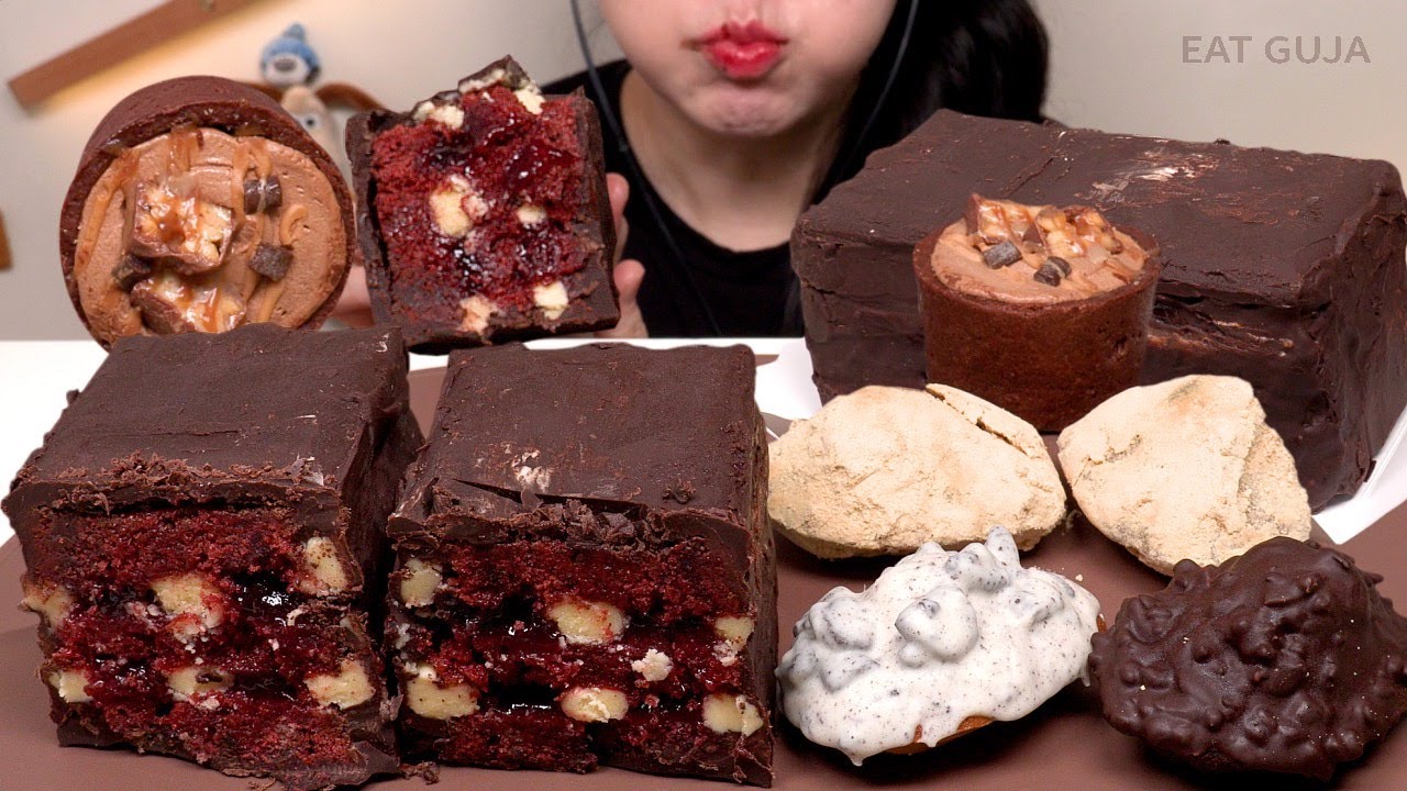 🍫나의 첫 벽돌케이크! 아이디어스 벽돌 초콜릿 케이크, 쿠앤크 마들렌, 카라멜 타르트 먹방 Brick Chocolate Cake Dessert Mukbang Asmr