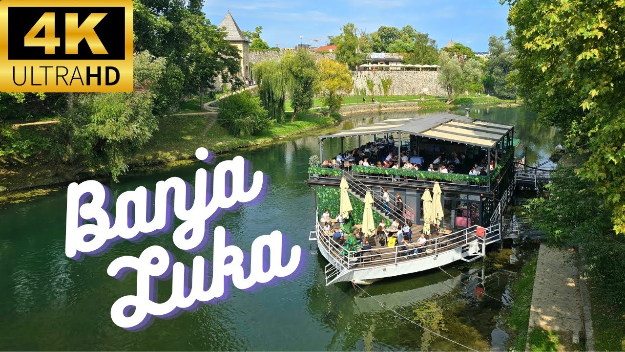Banja Luka : Jedna sunčana popodnevna šetnja (Walking tour) 4K