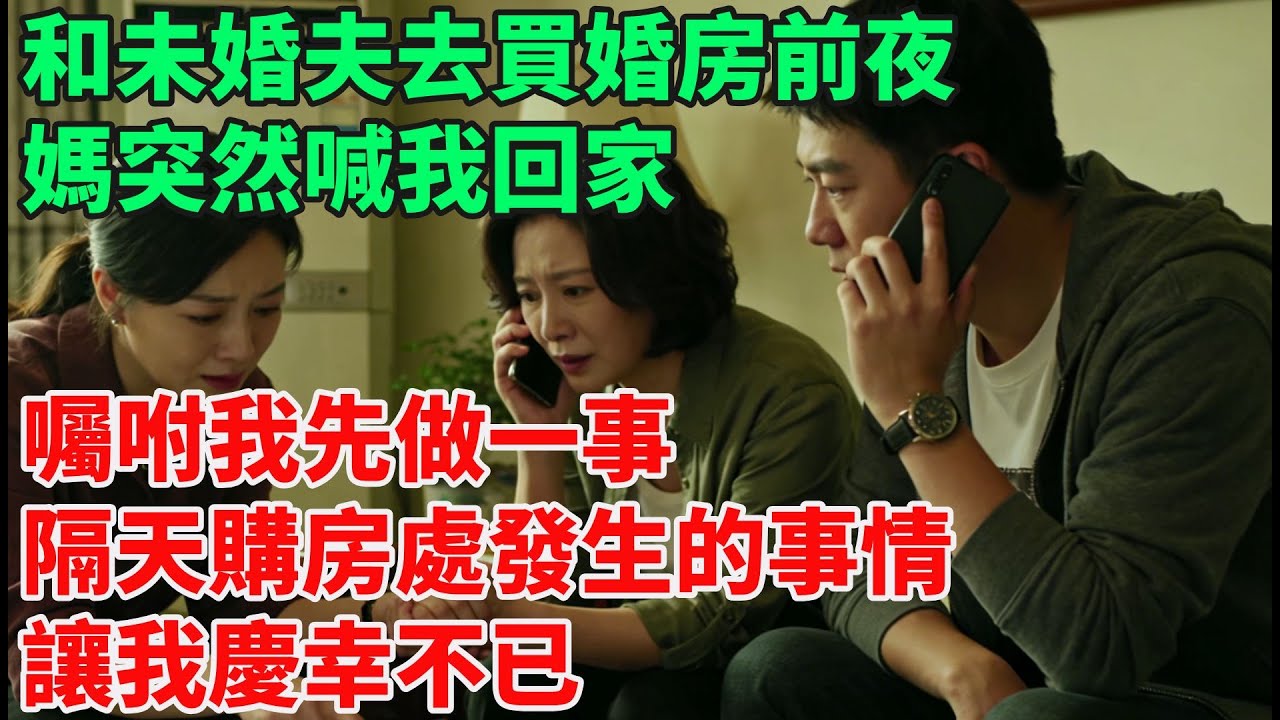 和未婚夫去買婚房前夜，媽突然喊我回家，囑咐我先做一事，隔天購房處發生的事情，讓我慶幸不已：媽 還好有你！#家庭倫理劇#婆媳關係#人性真相#女頻爽文
