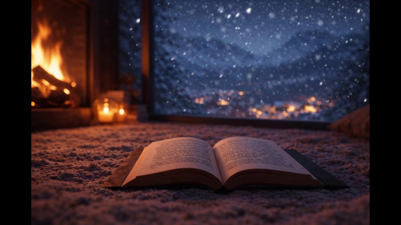 A Book, a Fire, a Winter Night  Cozy Cabin Ambience