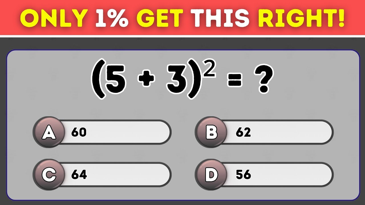 🧠 99% FAIL This Math Basics Quiz! | 35 Questions From Easy to Impossible