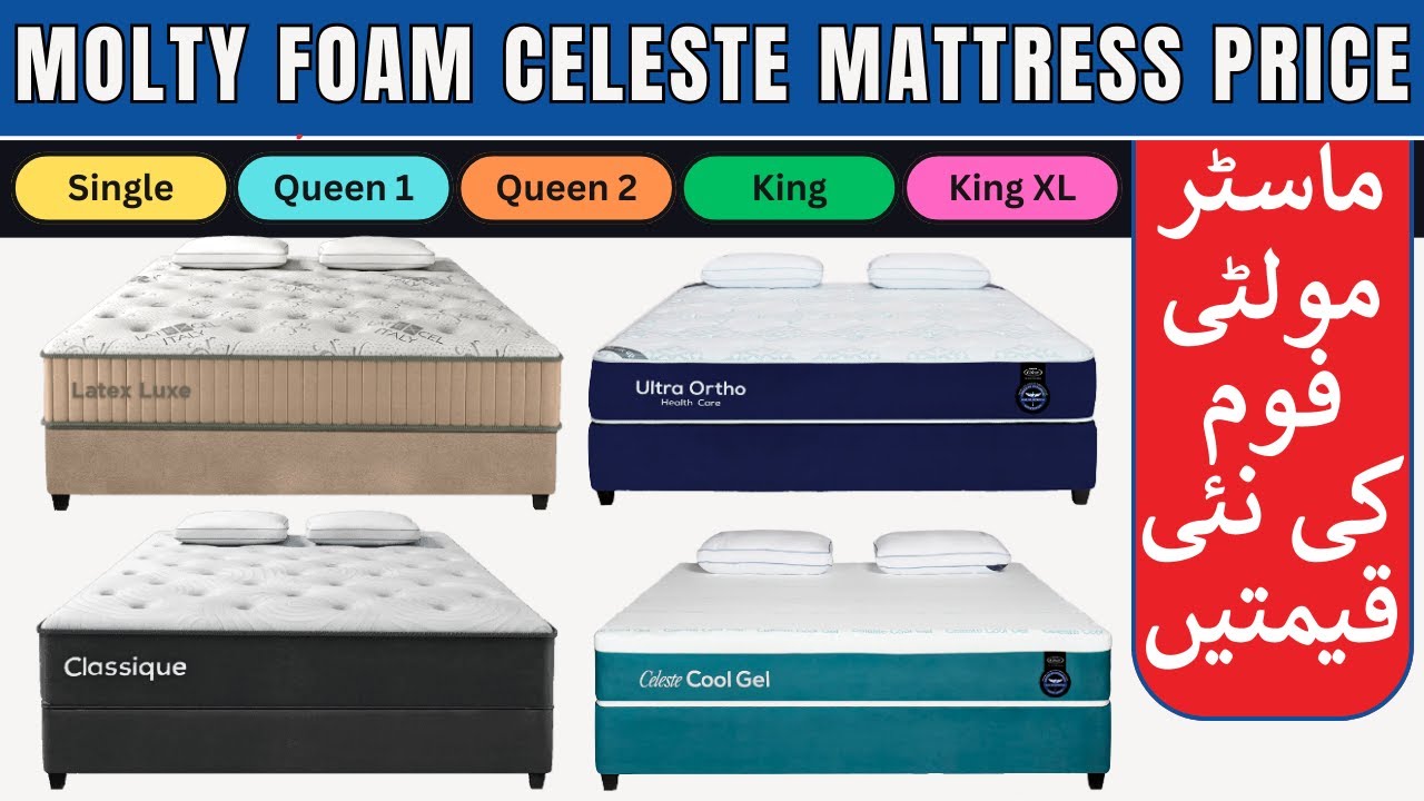 Master Molty Foam Celeste Mattress Price in Pakistan | Single, Queen1, Queen2, King Size Mattress