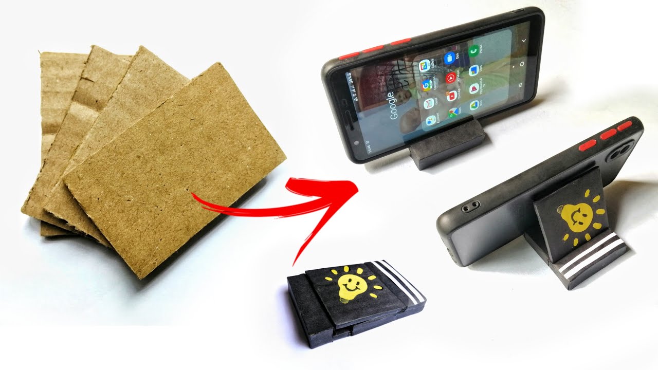 How to make mobile phone stand with cradboard | DIY Cardboard mobile holder | Cardboard crafts