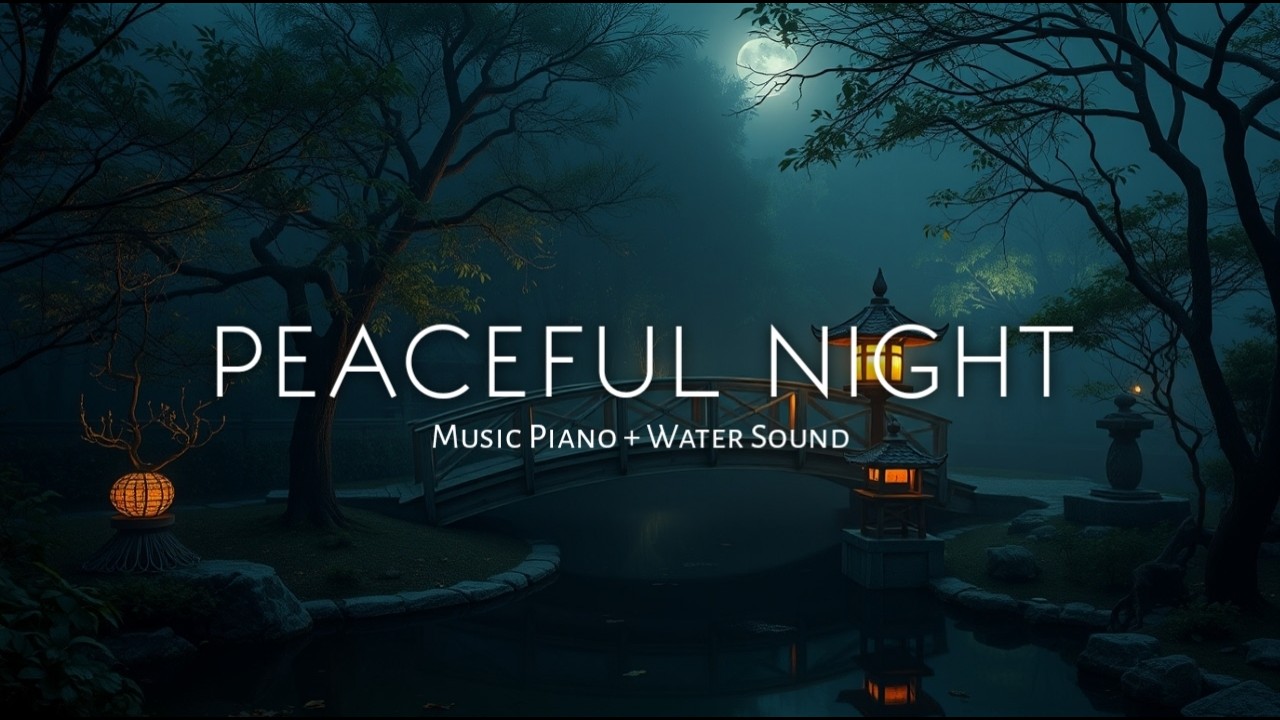 Night in a Japanese Zen Garden 🌙 Relaxing Piano & Water Sounds