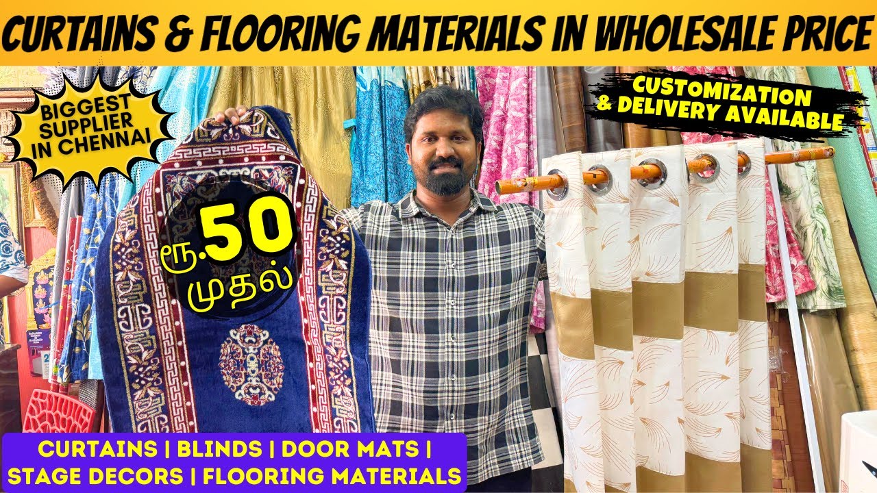 😍₹50 முதல் LUXURY CURTAIN Wholesale விலையில் | Biggest Curtain & Flooring Shop in Chennai |MK Reacts
