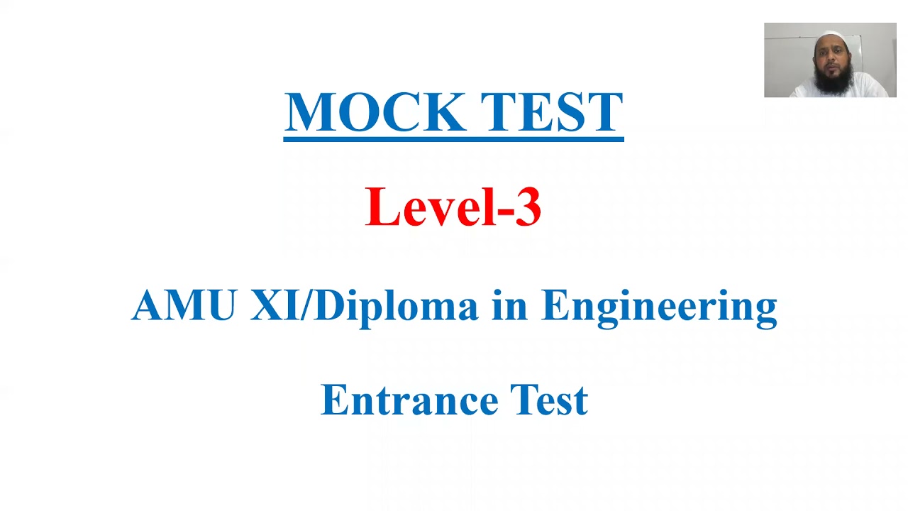Mock Test | Level-3 |AMU XI/Diploma in Engineering Entrance Test
