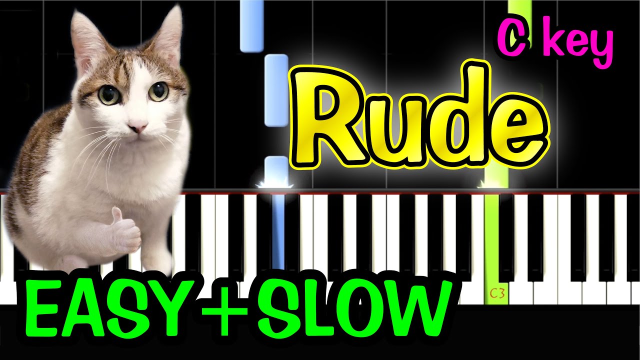 Rude (C Key) - MAGIC! - Piano Tutorial EASY SLOW + Free Sheet Music PDF