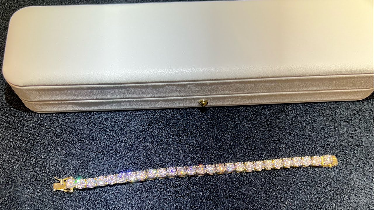 925 Sterling silver, gold plated moissanite tennis bracelet from Gems Beauty / Amazon