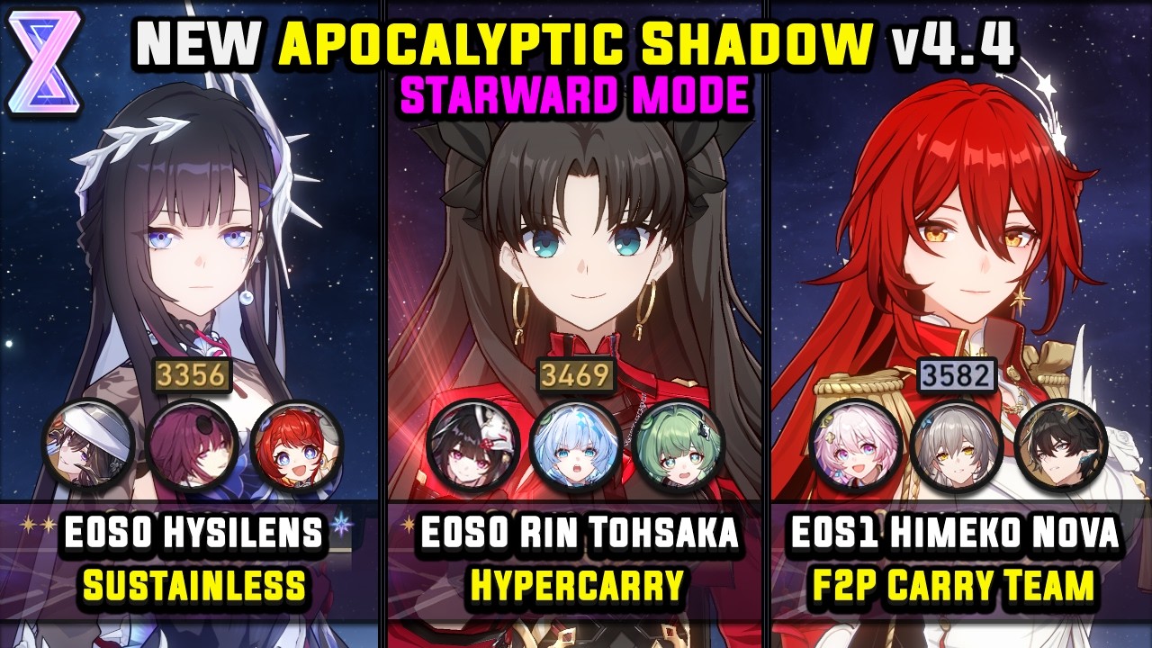E0S0 Hysilens & E0S0 Rin Tohsaka & E0S1 Himeko Nova (4 Star) Starward Mode - Apocalyptic Shadow 4.4
