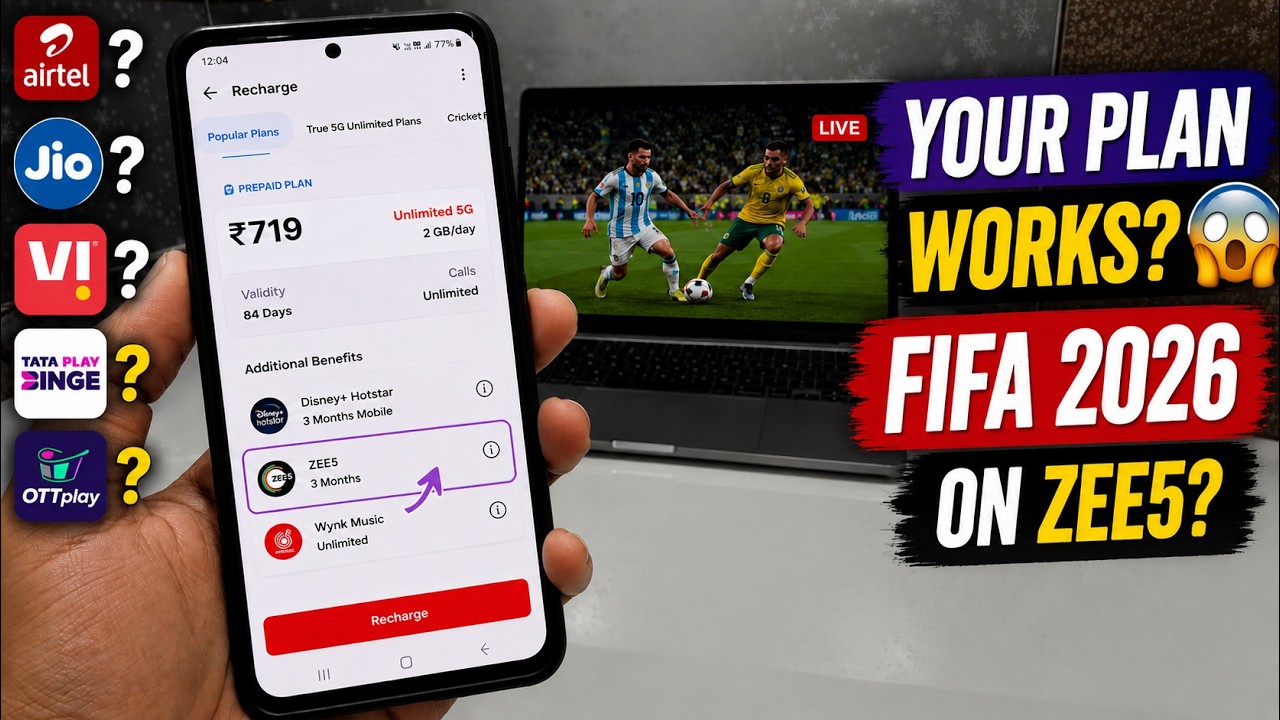 Does Your Airtel, Jio, Vi  Recharge Plan Include FIFA World Cup 2026 on ZEE5?