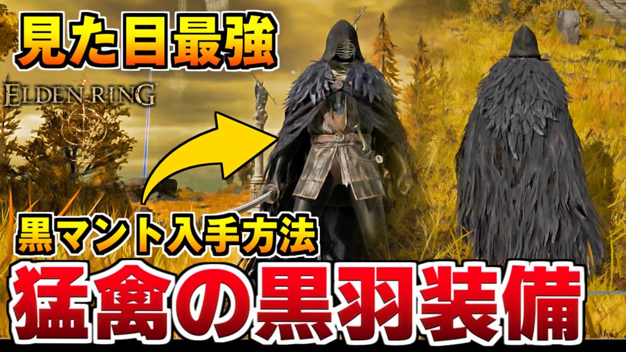 【エルデンリング】見た目最強！猛禽の黒羽装備の入手方法！/最強装備/ブラボ風黒マント【ELDEN RING】