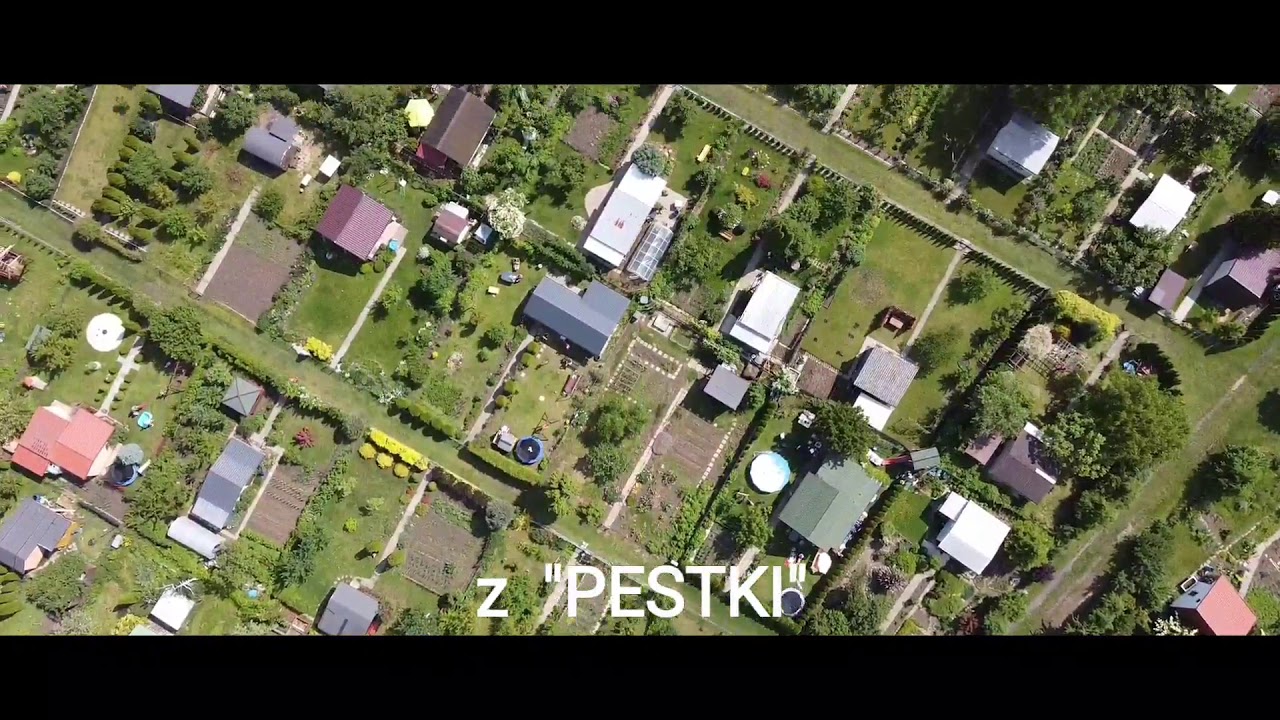 Krótki film przedstawiający Nowy Dwór Mazowiecki z nad ogródków działkowych Pestka