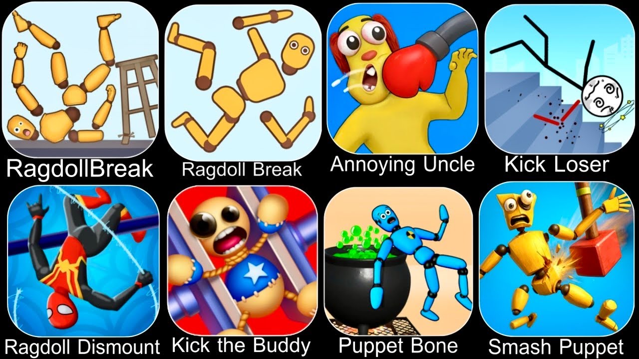 All Ragdoll Break Gameplay,Ragdoll Break,Kick the Buddy,Annoying Uncle Punch,Kick Loser,Smash Puppet
